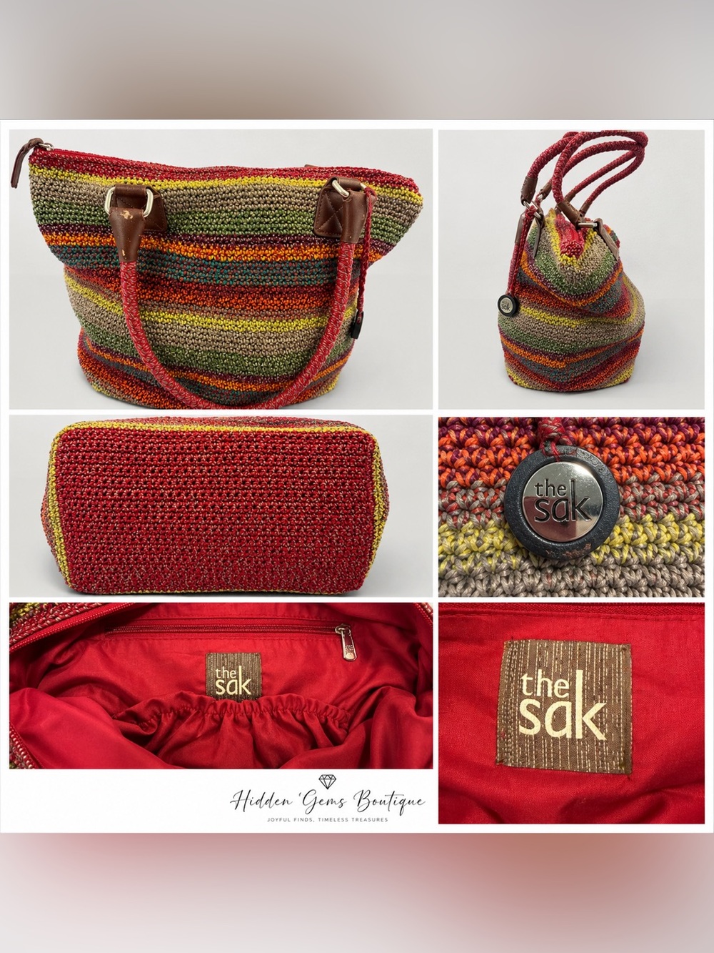 The Sak Multicolor Striped Tote - Red, Olive & Rust - Picture 5 of 8